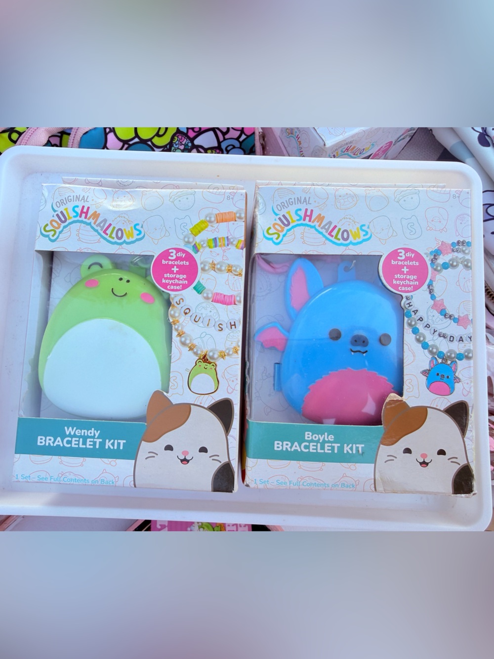 Squishmallows bat and frog jewelry making kit bracelet Boyle and Wendy